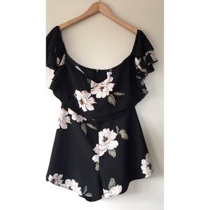 Fashion Nova black floral romper
